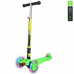 Самокат Y-Scoo 35 Maxi Fix Shine зеленый, со светящимися колесами (Y-Scoo, 6108rt)